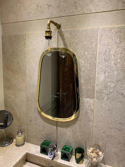 Gold Mirror, Brass Mirror, Handmade Mirror, Bathroom Mirror, Golden wall Mirror