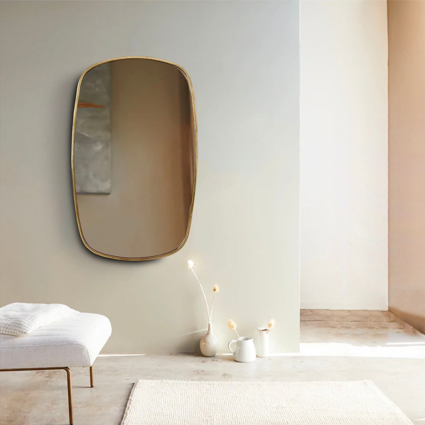 Oblong Brass Mirror - Modern Aesthetic Mirror
