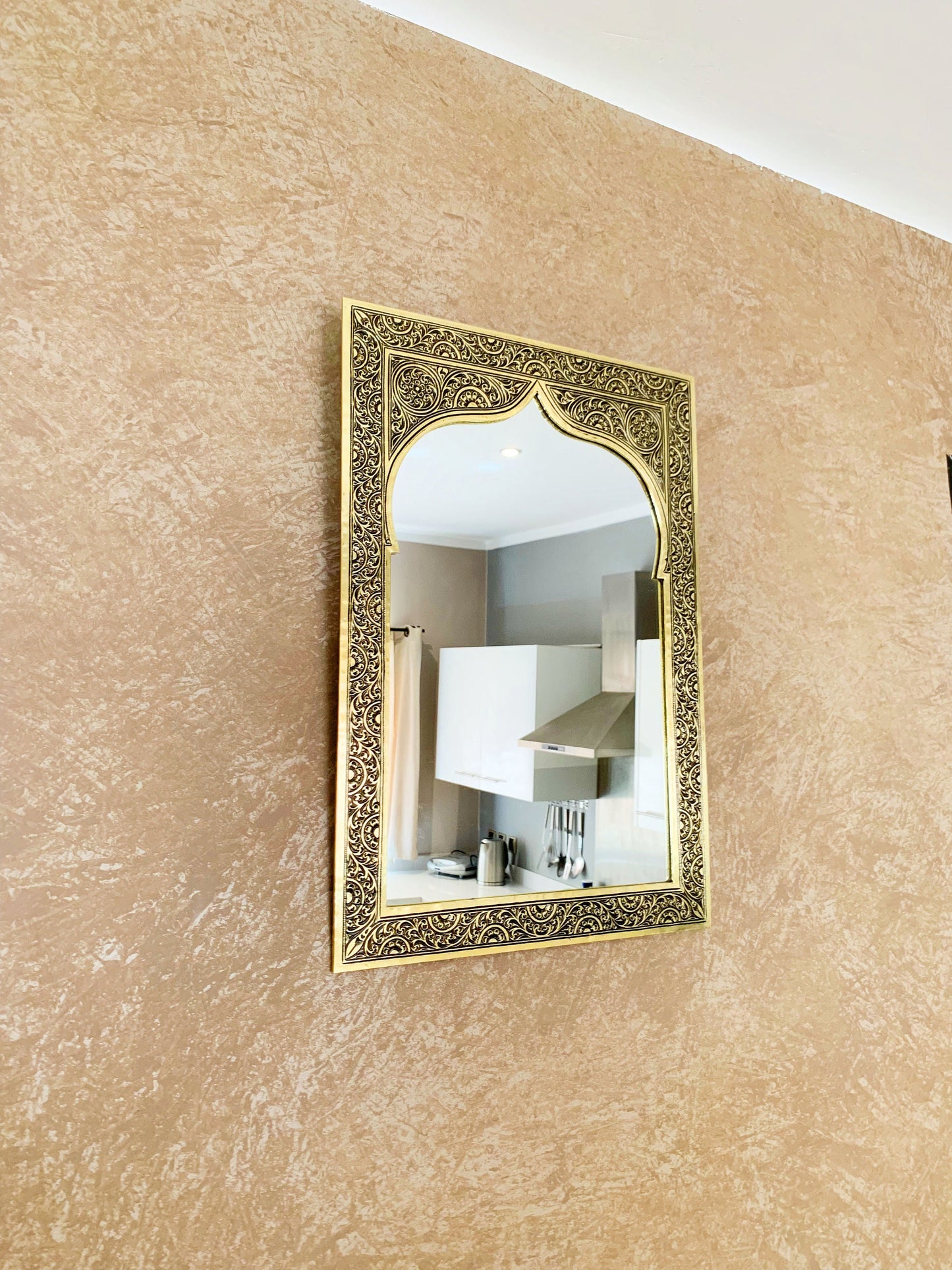 Handmade Moroccan Arch Brass Mirror