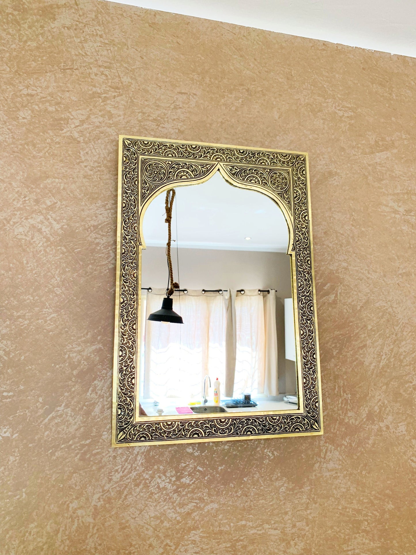 Handmade Moroccan Arch Brass Mirror