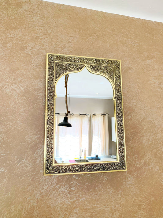 Handmade Moroccan Arch Brass Mirror