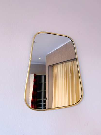 Miroir mural en laiton doré - Miroir triangulaire