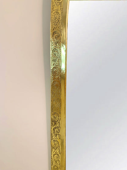 Miroir gravé à la main - Miroir en arc en laiton