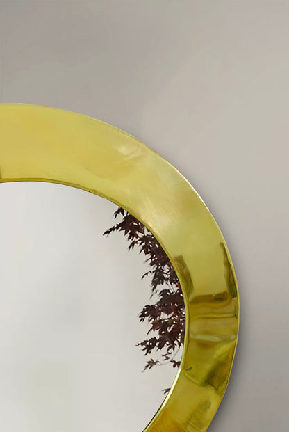 Gold Round Wall Mirror - Handmade Brass Bathroom Mirror