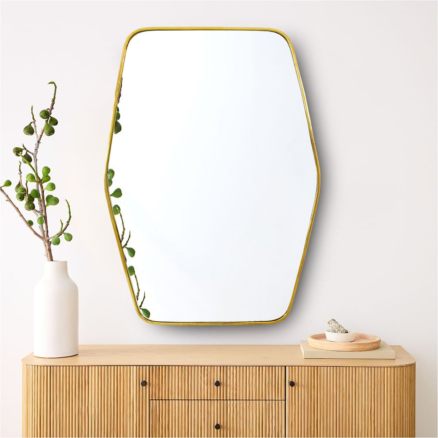 Espejo hexagonal de latón - Espejo de baño