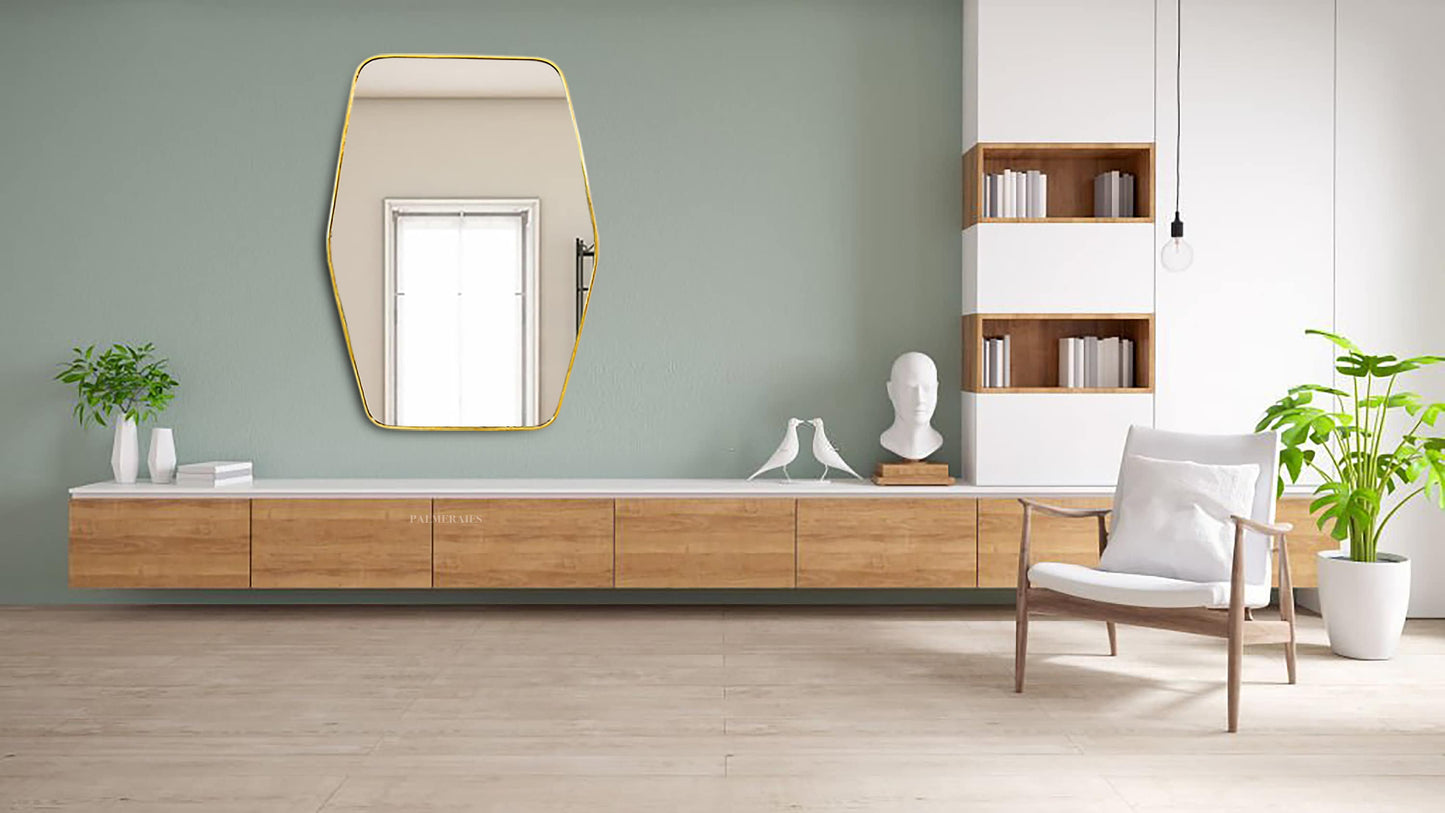 Espejo hexagonal de latón - Espejo de baño