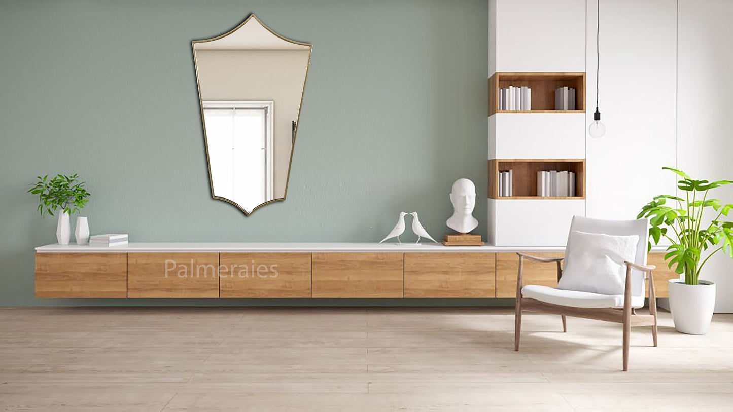 Italian Brass Frame Wall Mirror - Antique Brass - Unlacquered Brass