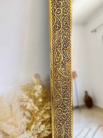 Rectangular Brass Mirror - Moroccan Brass Wall Mirror