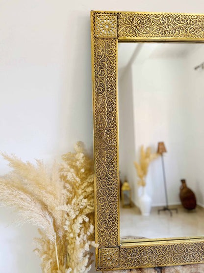 Rectangular Brass Mirror - Moroccan Brass Wall Mirror