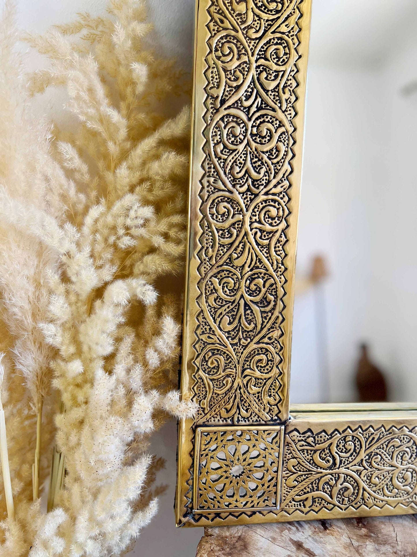 Rectangular Brass Mirror - Moroccan Brass Wall Mirror