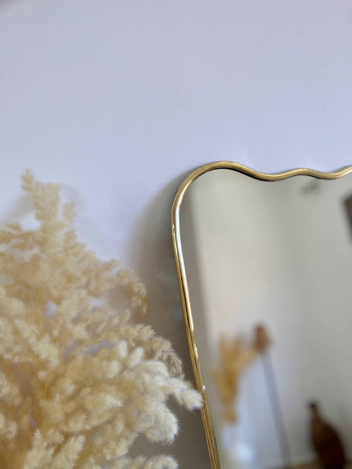 Black Frame Mirror, Italian Wavy Brass Mirror