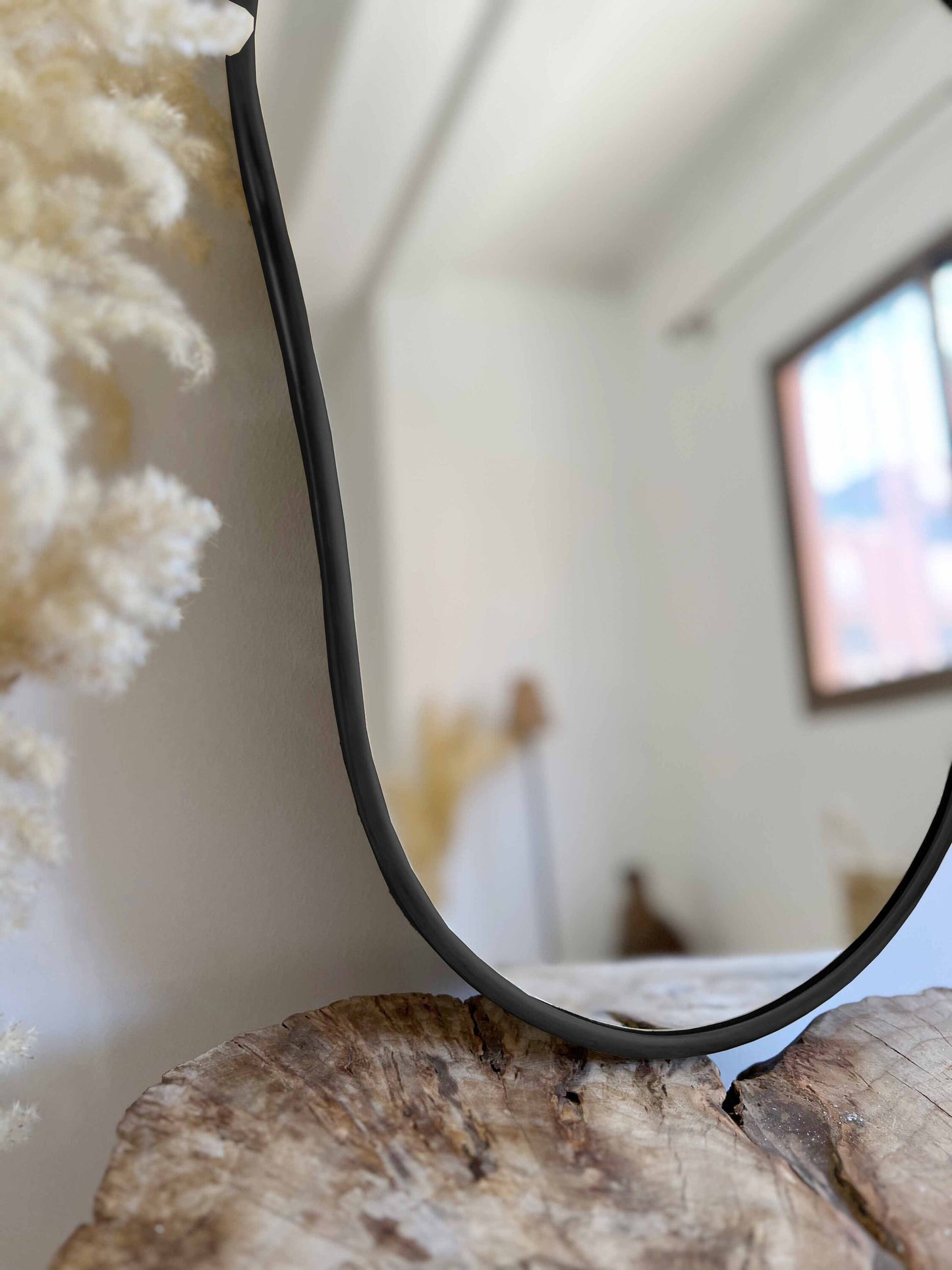 Black Frame Italian Mirror - Shield Brass Mirror