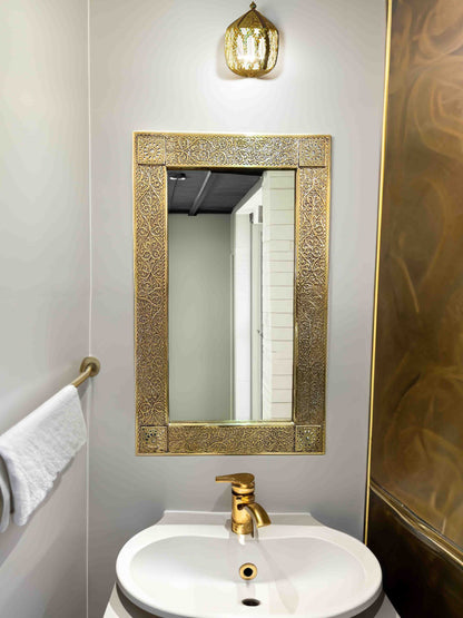 Rectangular Brass Mirror - Moroccan Brass Wall Mirror