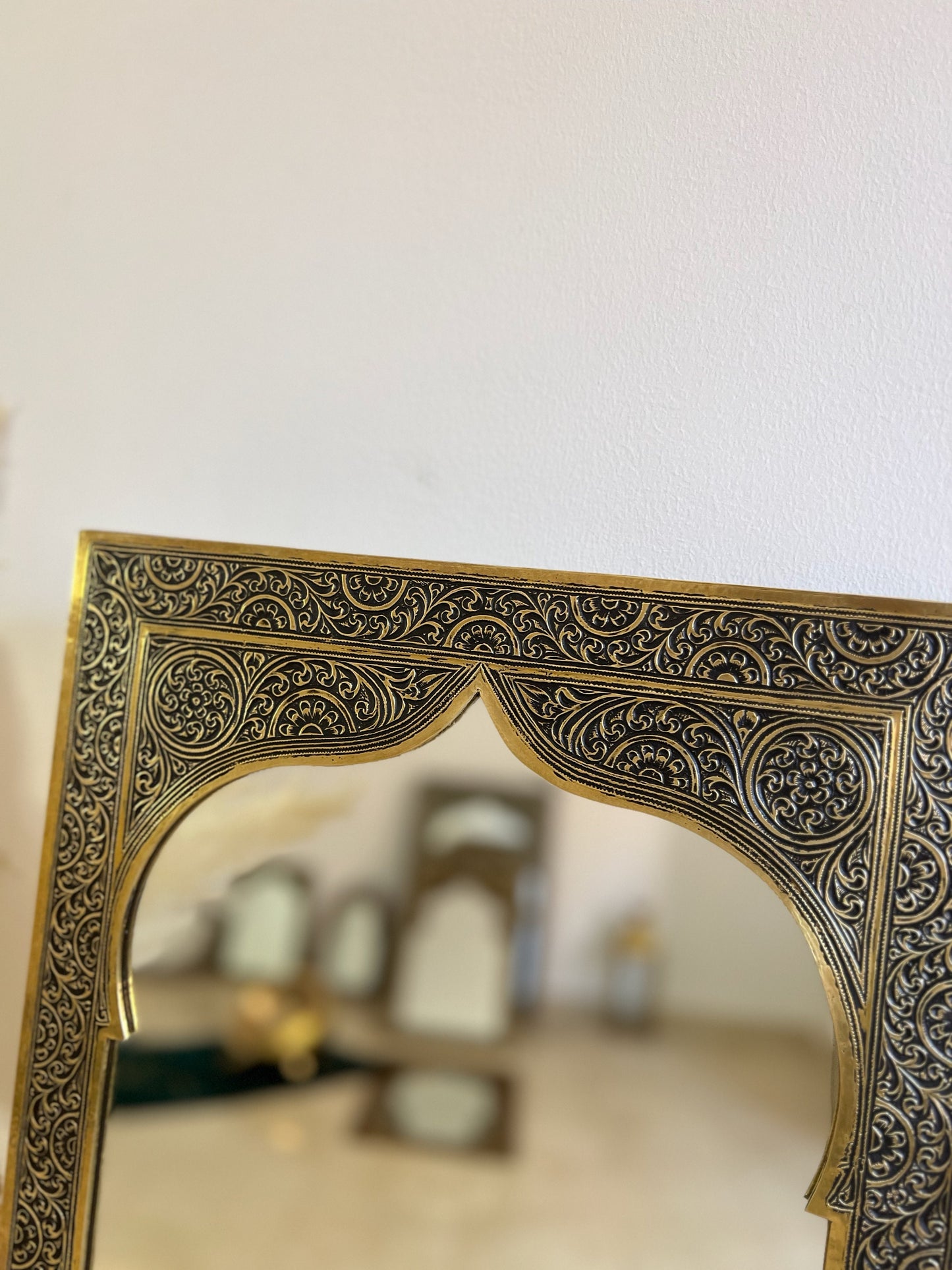 Moroccan Engraved Brass Wall Mirror