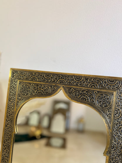 Moroccan Engraved Brass Wall Mirror