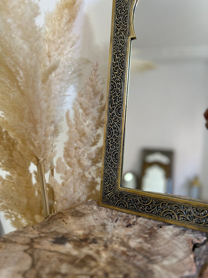 Moroccan Engraved Brass Wall Mirror