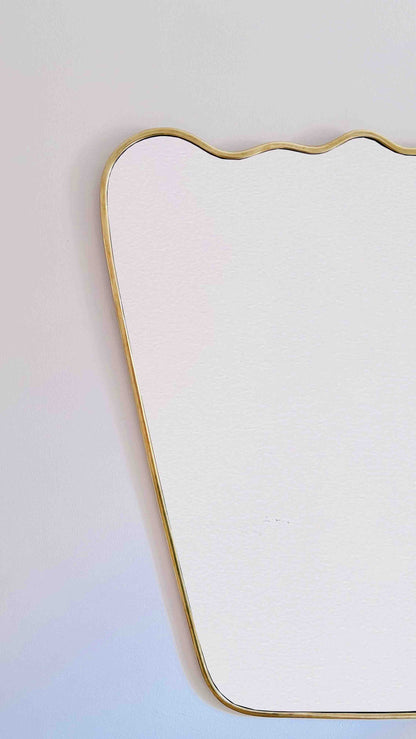 Italian Wavy Brass Mirror - Antique Metal Frame Mirror