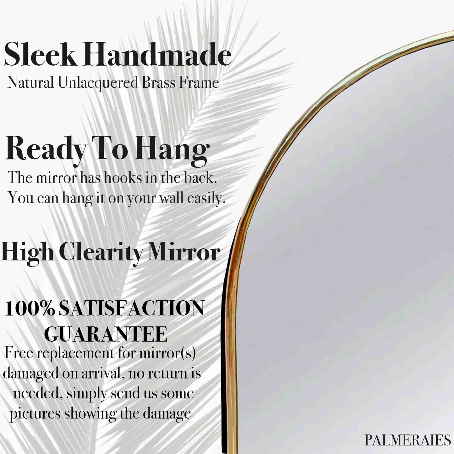 Black Brass Arch Mirror